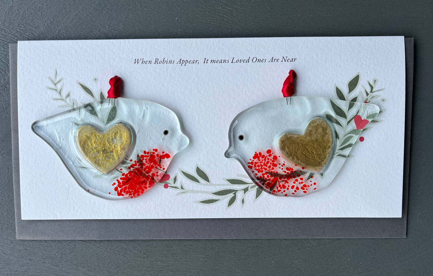 2 Robin Decorations on DL size card
