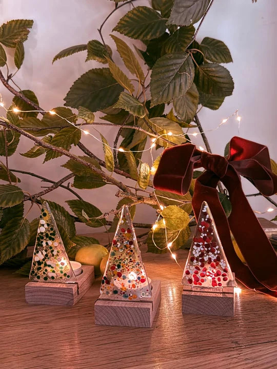 Tree tea light — three colours